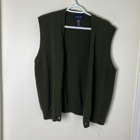 Club Room By Charter Club 100% Lambswool knit Sweater Vest Olive Green Size XL - Picture 6 of 10